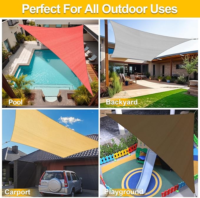 KANAGAWA Sun Shade Sail 13'x20' Brown Rectangle UV Block Canopy Awning Shelter - Image 5