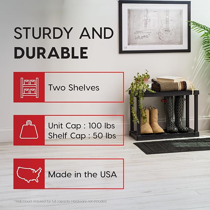 IRIS USA 2-Shelf Light Duty Plastic Storage Shelves, 100lb Capacity, Medium - Image 4