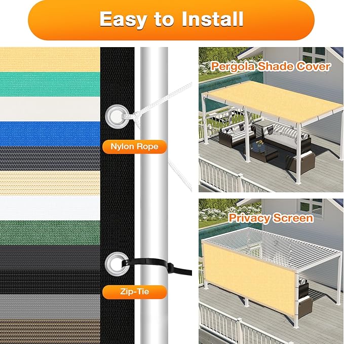 Artpuch Outdoor Pergola Shade Cover 9x9 FT Sun Shade Cloth - Image 5