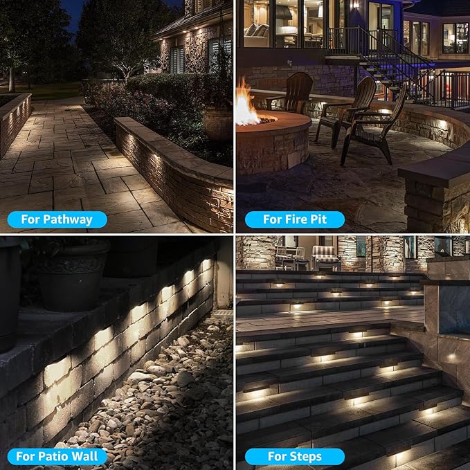 SUNVIE 12 Inch LED Hardscape Lighting 2700K Soft White Retaining Wall Lights 7W - Image 4