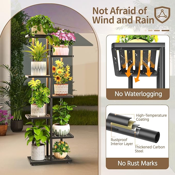 LASZOLA 6 Tier Plant Stand Indoors Outdoors - Image 4
