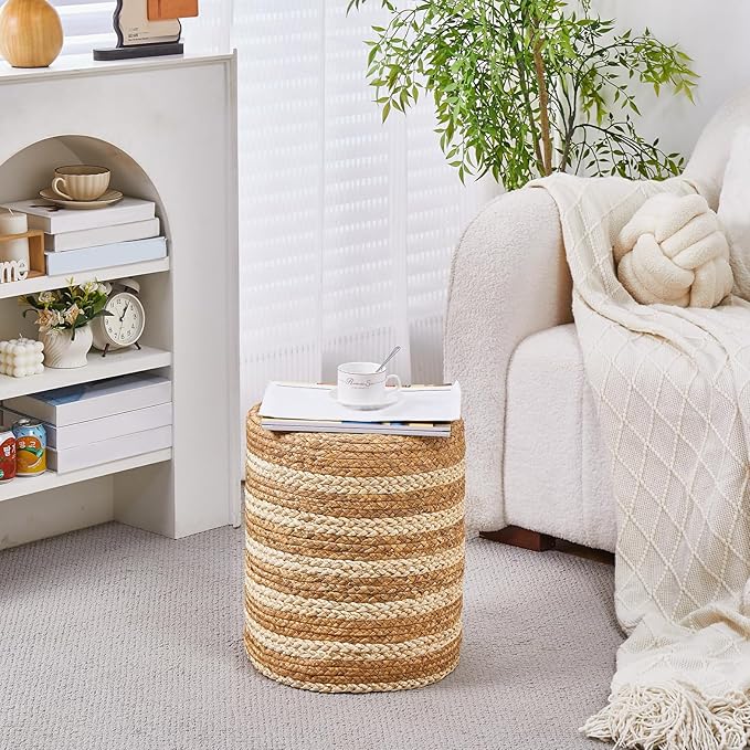 Wimarsbon Ottoman Natural Seagrass Foot Rest Stool Hand Weave Round Foot Stool - Image 2