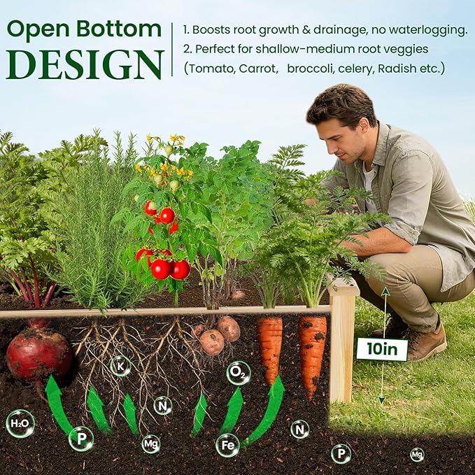 MIXC 8×2ft Wooden Horticulture Raised Garden Bed Divisible Elevated Planting - Image 4