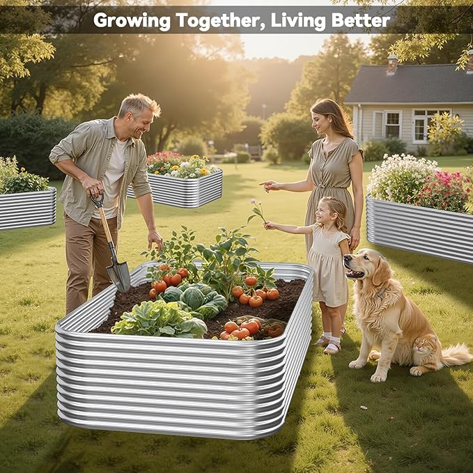 2 Pack Tall 8x3FT Corrugated Galvanized Steel Raised Garden Bed Outdoor - Image 7