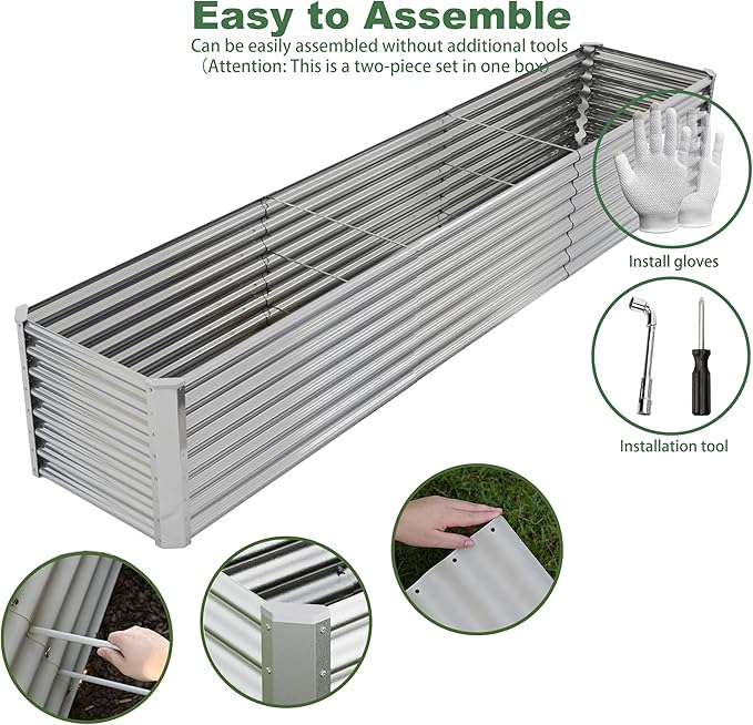 12x2x2ft Raised Garden Beds Outdoor Kit, Galvanized Planter Garden Boxes Outdoor - Image 3