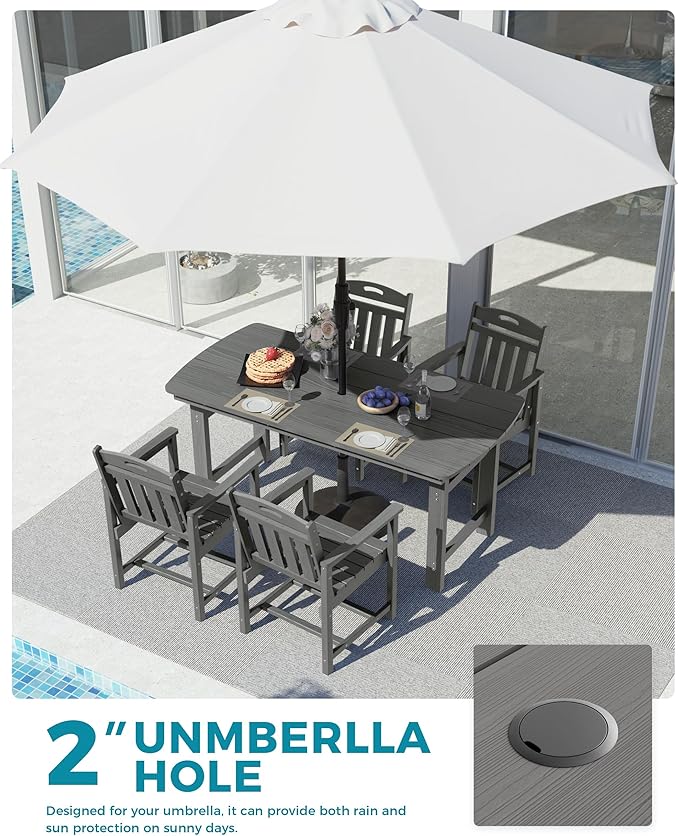 Ciokea HDPE Outdoor Dining Set, 5-Piece Patio Table and Chairs Set - Image 4