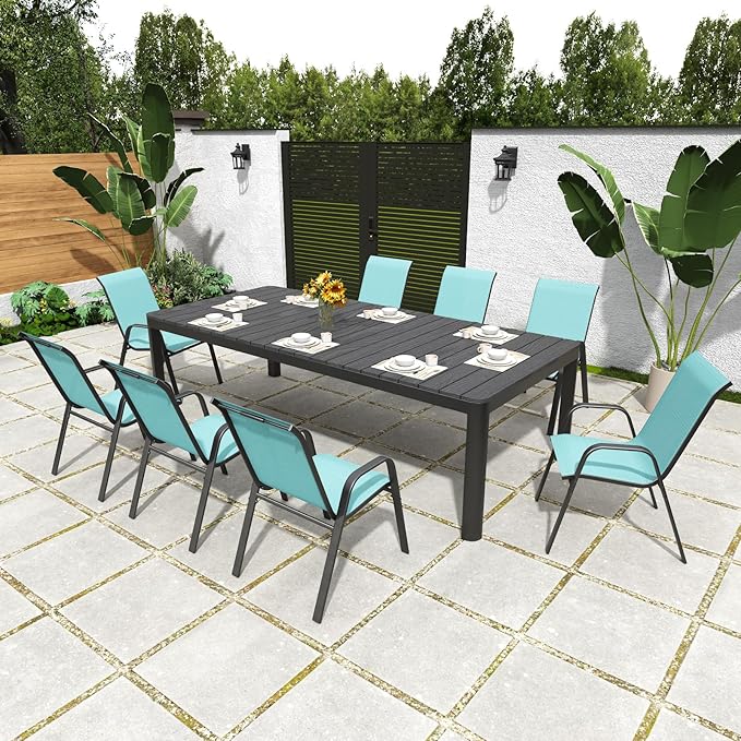 Patio Chairs Set of 4, Stackable Outdoor Dining Chairs - Image 7