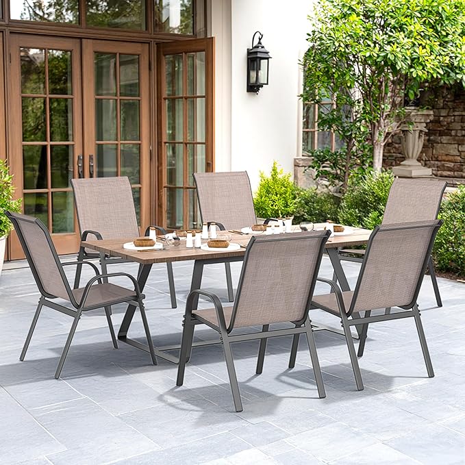 Patio Chairs Set of 6, Easily Set Up Stackable Outdoor Dining Chairs - Image 2