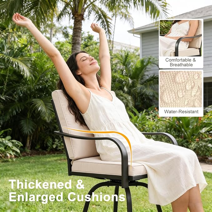 Patio Swivel Bar Stools Set of 6, Outdoor Bar Height Swivel Chairs - Image 4