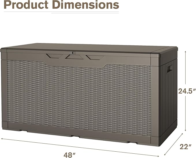 JUMMICO 100 Gallon Resin Deck Box, Waterproof Outdoor Storage Box - Image 4