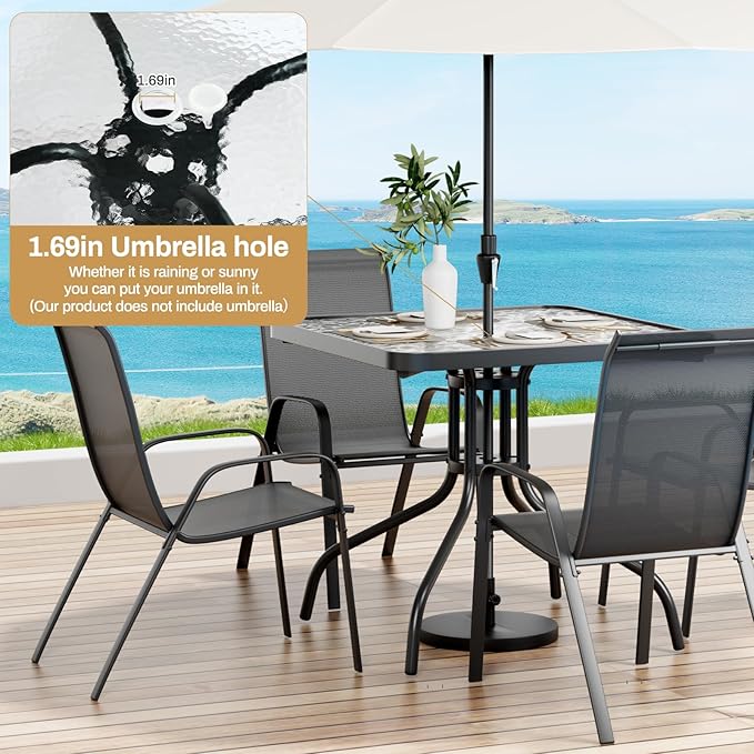 Arlopu 5 Piece Outdoor Patio Dining Set, Porch Furniture - Image 6