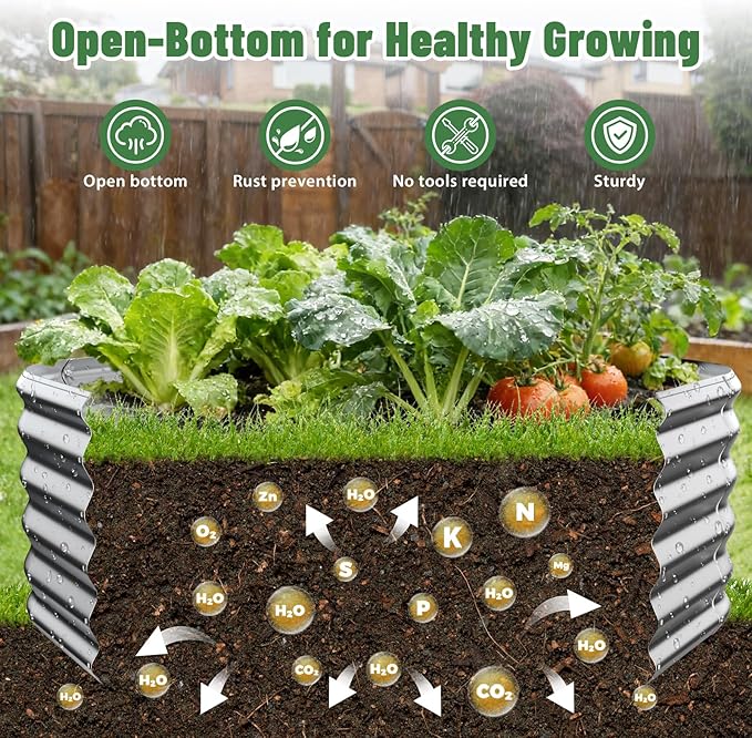 Hexagon Raised Garden Bed, 48 Inch Diagonal & 16.5 Inch Tall, Galvanized Steel - Image 2
