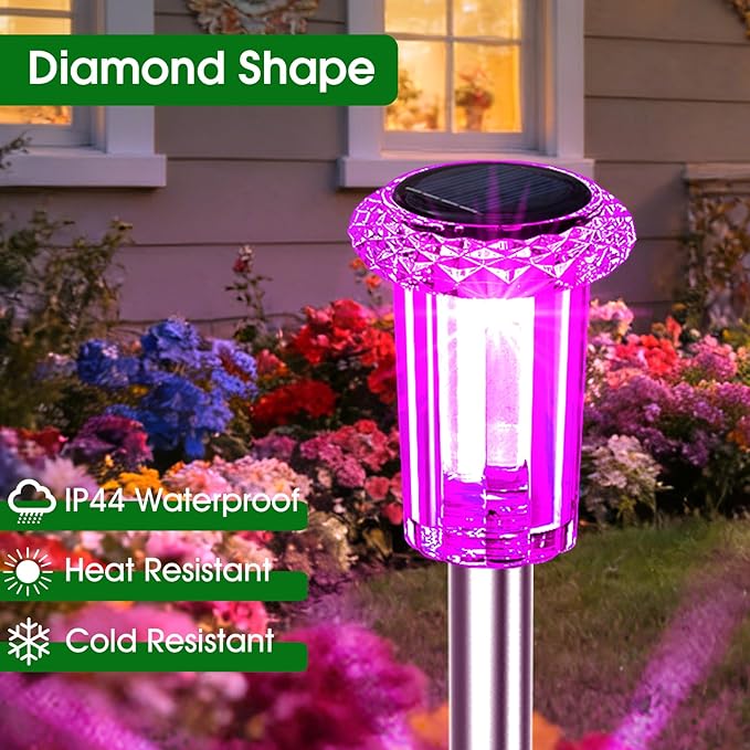 Solar Outdoor Lights, 15 Pack Solar Pathway Lights Outdoor Waterproof, Stake - Image 3