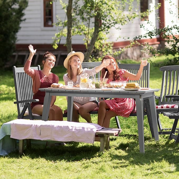 VINGLI Rectangular Outdoor Dining Table, Solid Cedar Wood Patio Table - Image 6
