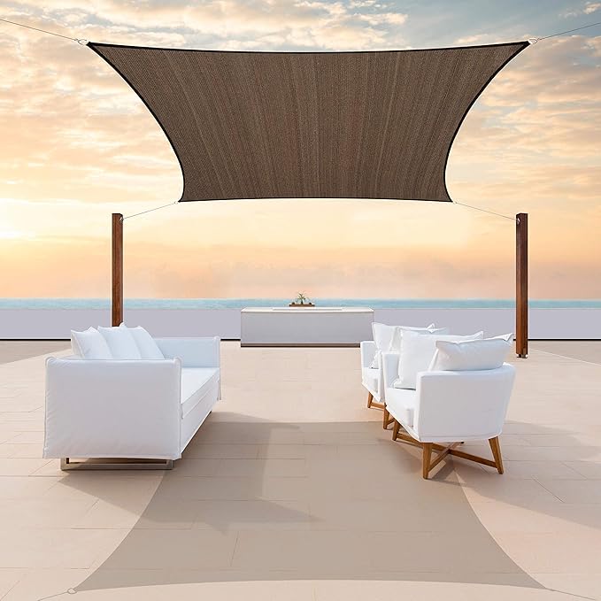 ColourTree TAPR1616 Custom Size 9' x 24' Brown Sun Shade Sail Canopy UV Block by ColourTree