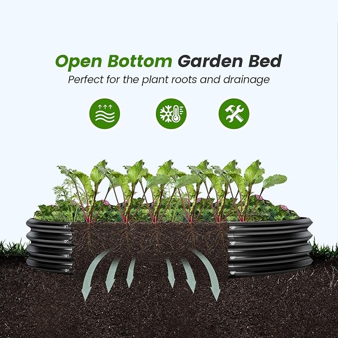 Land Guard 3×3×1ft Galvanized Raised Garden Bed Kit, Round Galvanized Planter - Image 6