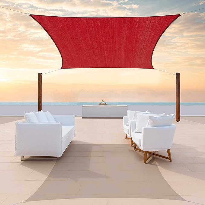ColourTree TAPR1616 Custom Size 13' x 23' Red Sun Shade Sail Canopy UV Block by ColourTree
