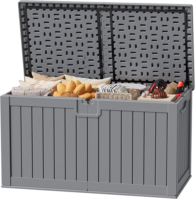 JUMMICO 250 Gallon Outdoor Resin Deck Box by JUMMICO