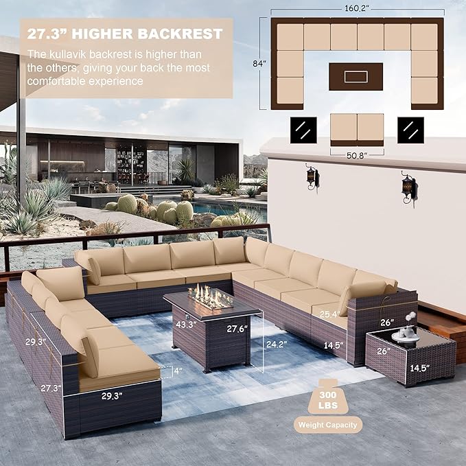 Kullavik 15 Pieces Outdoor Patio Furniture Set - Image 5