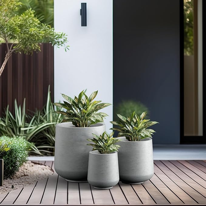 Kante 15.3"+11.6"+8.2" Dia Round Concrete Planter, Large Outdoor Indoor Planter - Image 3