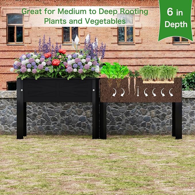 Raised Garden Bed with Detachable Tall Legs Elevated Metal Planter Box - Image 7