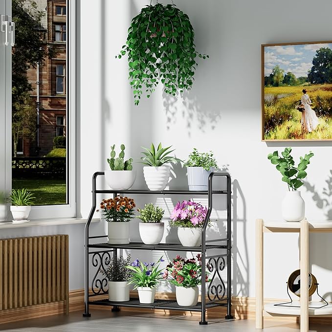 GIOTORENT Plant Stand Outdoor Indoor 3 Tier Metal Waterproof - Image 2