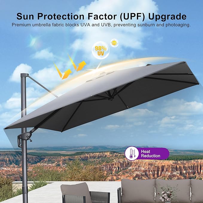 PURPLE LEAF 9 FT Cantilever Patio Umbrella - Image 8