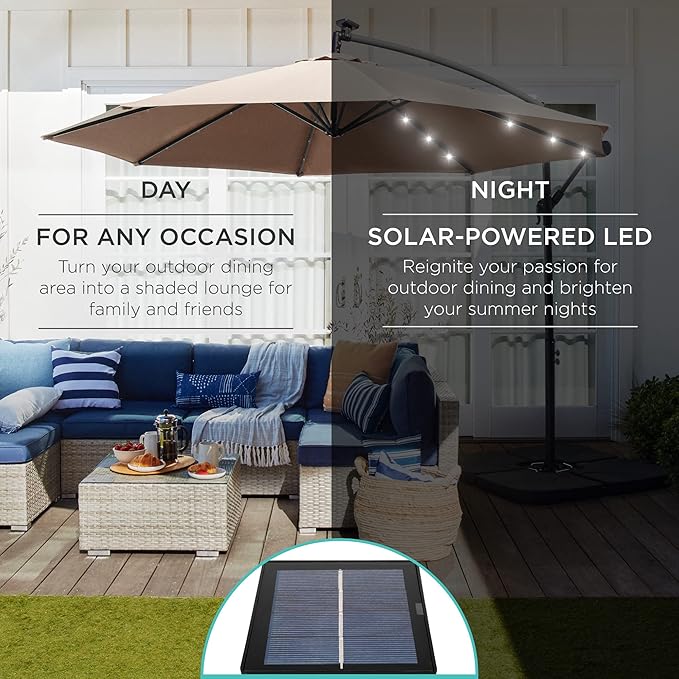 Best Choice Products 10ft Solar LED Offset Cantilever Hanging Market Patio - Image 3