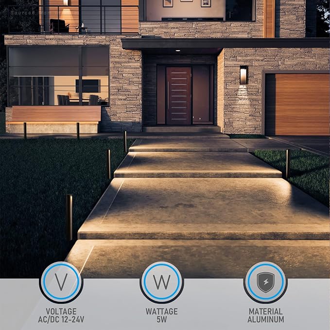 LEONLITE 12-Pack 5CCT Low Voltage Pathway Lights, 5W 12-24V Wired LED Landscape - Image 3