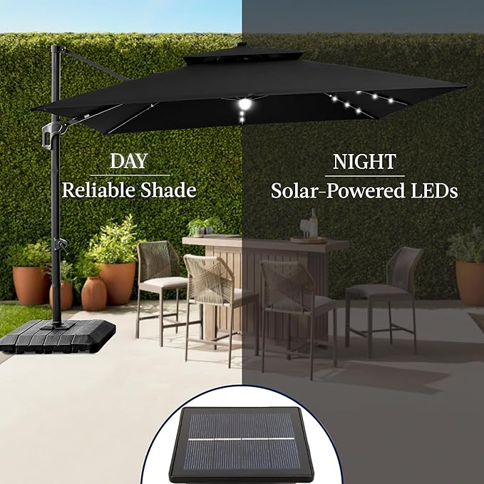 Best Choice Products 9x12ft LED Cantilever Patio Umbrella w/Base Included & - Image 6