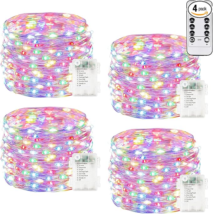 4Pack 80Ft 240LED Fairy Lights Battery Operated by BHCLIGHT