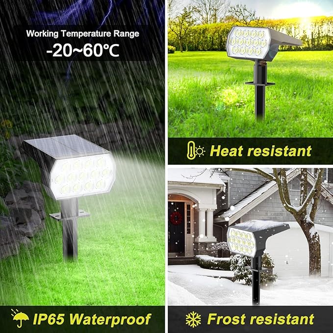 Solar Spot Lights Outdoor Waterproof IP65, 2-in-1 Solar Landscaping Spotlights - Image 6