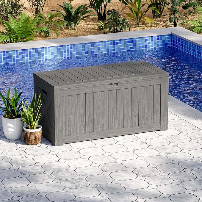 Patiowell 120 Gallon Large Deck Box, Outdoor Lockable Storage Box - Image 2