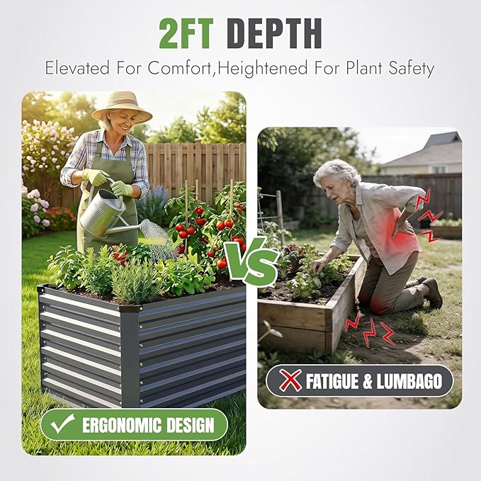 INNO STAGE 8x3x2ft Galvanized Raised Garden Bed, Raised Garden Bed Kit-Metal - Image 2