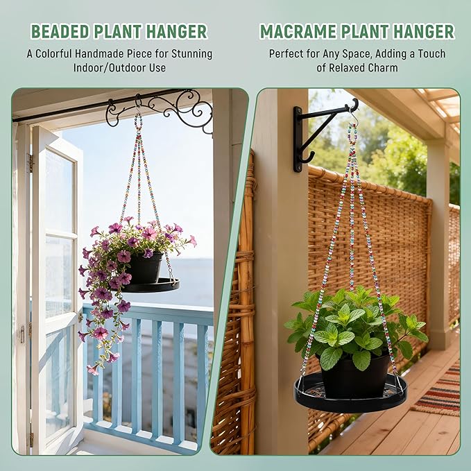 2-Pack Modern Boho Macrame Plant Hanger, 10/11 Inch Metal Hanging Planter Holder - Image 5