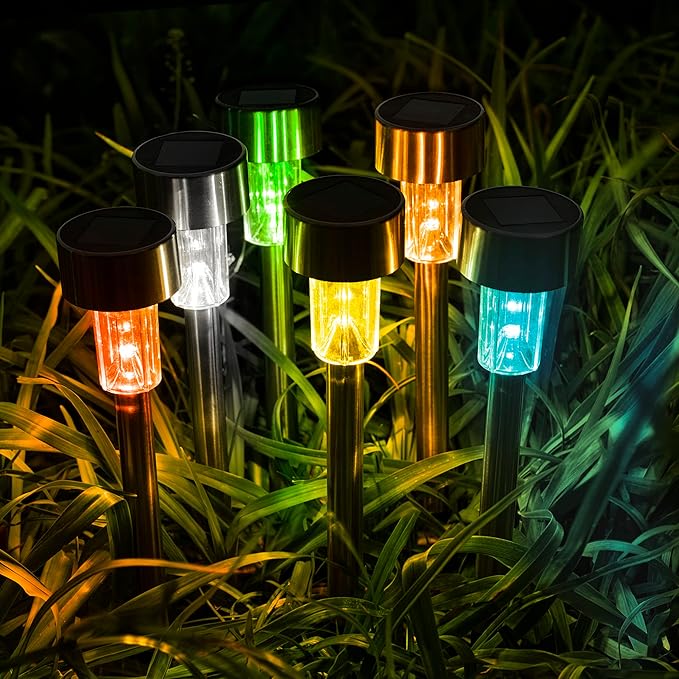 GIGALUMI Solar Lights Outdoor Waterproof, 12 Pack, Stainless Steel LED Solar - Image 5