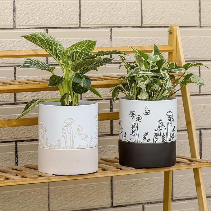 Nihow Self Watering Plant Pot: 6 Inch Ceramic Planter - Image 5