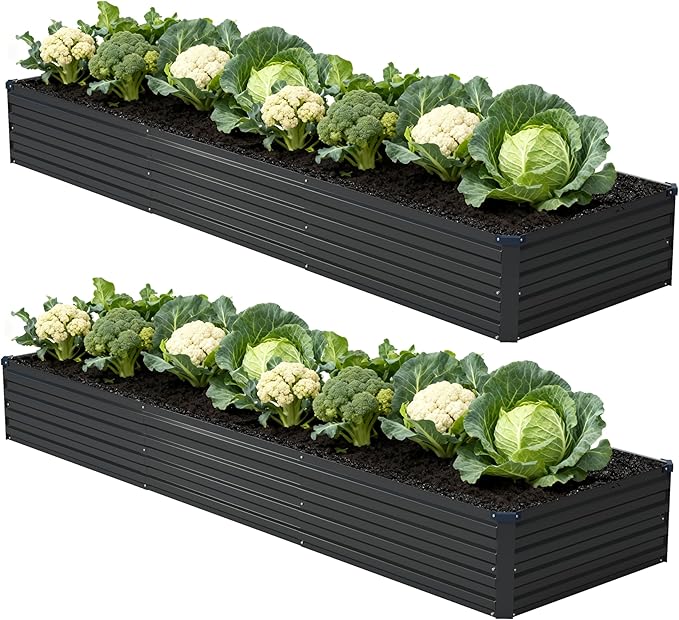 12x2x1ft Galvanized Raised Garden Bed, Outdoor Planter Box Metal Patio Kit by Foxlang