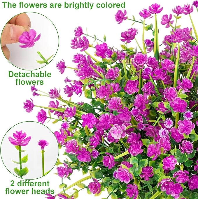 20 Bundles Artificial Flowers for Outdoors Fake Plastic Flowers UV Resistant - Image 3