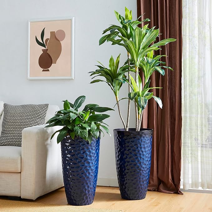 Glitzhome 23.75" H Oversized Tall Planter, Modern Set of 2 Honeycomb Textured - Image 4