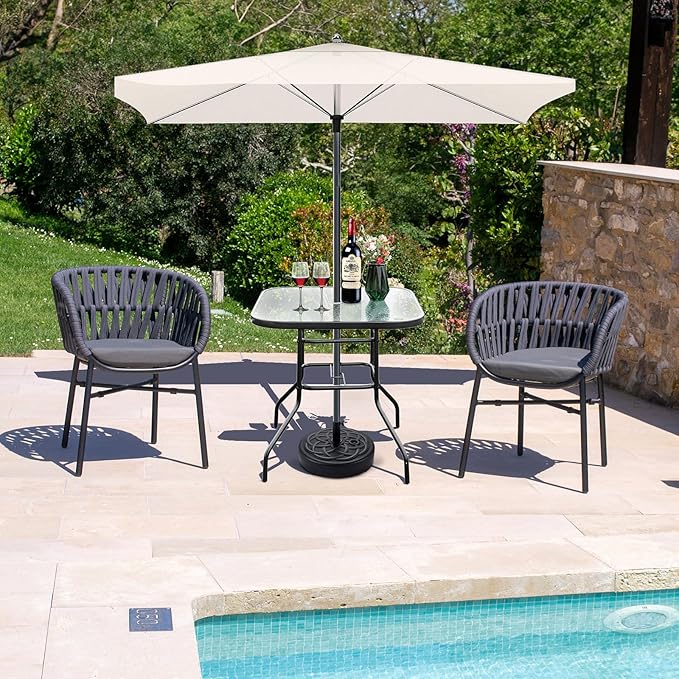 VINGLI Glass Patio Table with Umbrella Hole - Image 2