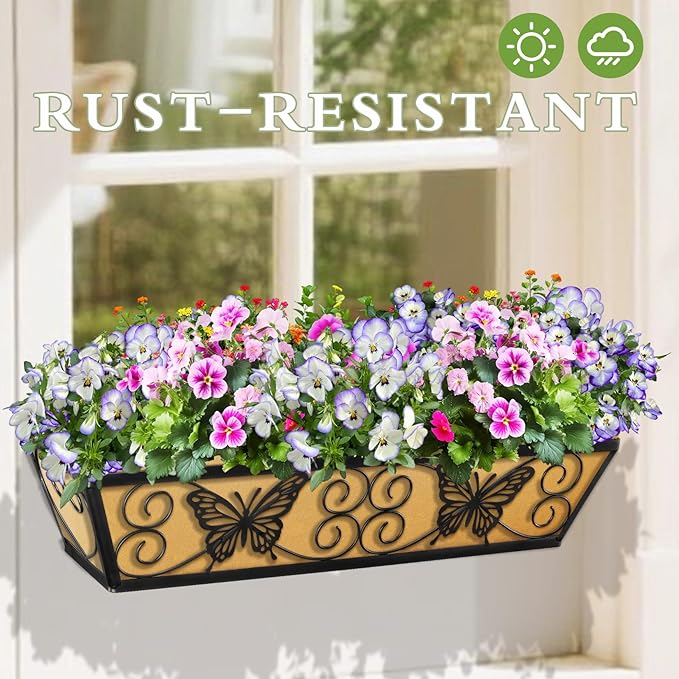 2 Pack 24 Inch Window Boxes Planters Railing Planter Box - Image 6