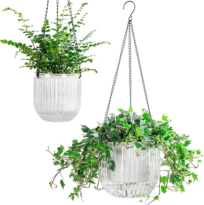 Melphoe 2 Pack Self Watering Hanging Planters Indoor Flower Pots, 5.3/8.3 Inch by Melphoe