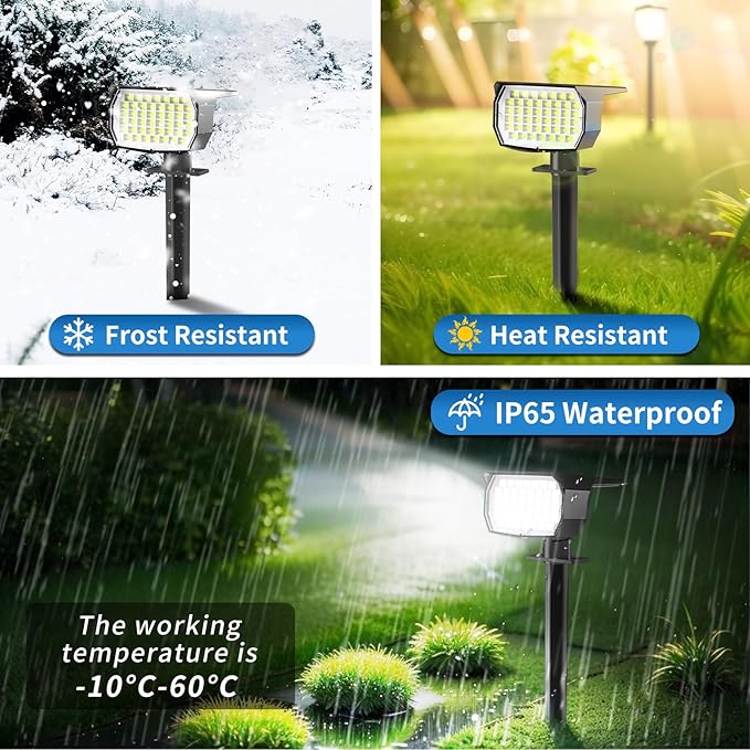 Solar Spot Lights Outdoor 2 Pack, Solar Landscape Spotlights Waterproof - Image 5