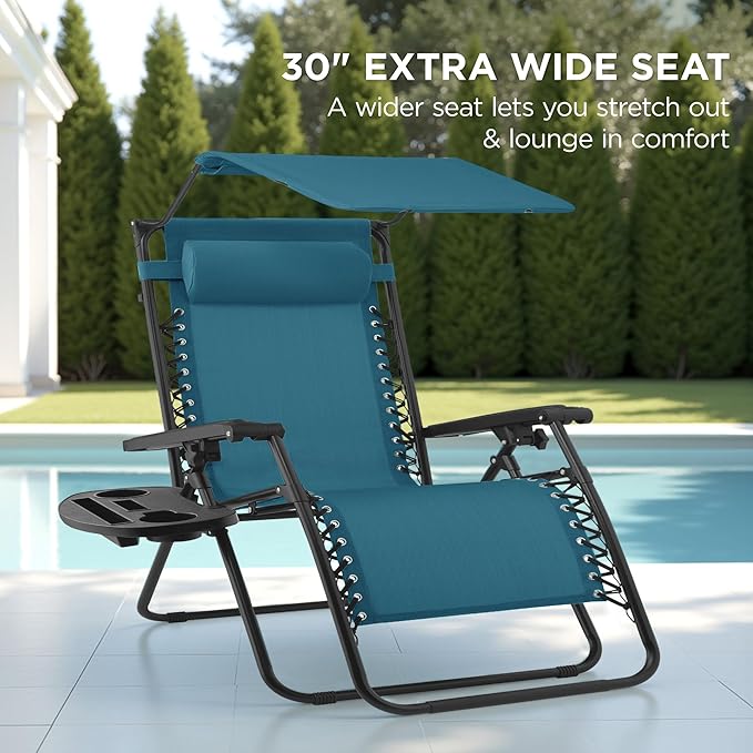 Best Choice Products 30” Wide Folding Zero Gravity Outdoor Recliner Patio - Image 3