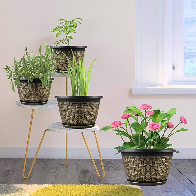 8 Inch Plant Pots, 4 Pack Flower Pot Outdoor - Image 7