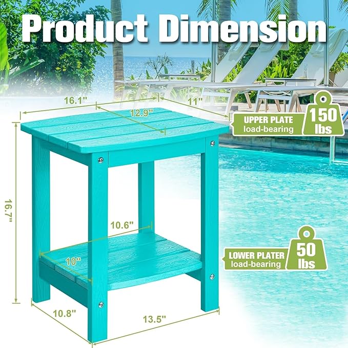 Y&M Outdoor Side Table, HIPS Adirondack Small Double Layer Table, Waterproof - Image 5