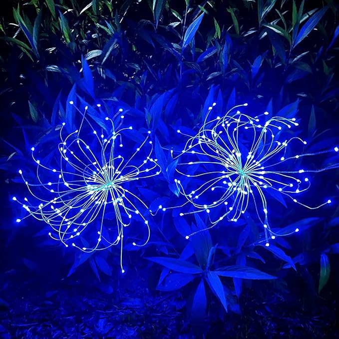 JJGoo Solar Firework Lights, 2 Pack 150 LEDs 2 Lighting Modes Solar Lights - Image 2