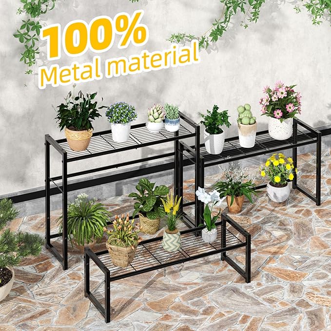 Simple Trending 3 Tier Metal Plant Stand Outdoor Indoor Waterproof, Stackable - Image 5