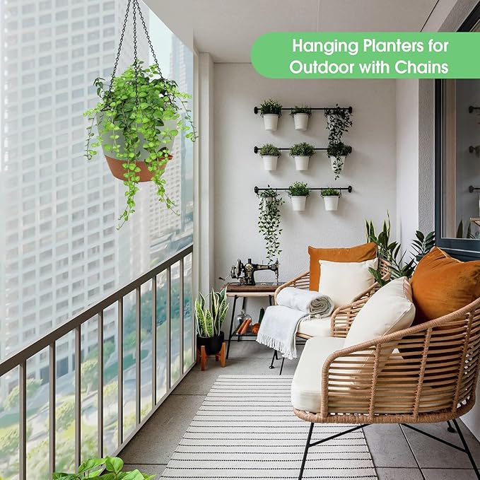 Hanging Planters for Indoor Outdoor Plants, 2 Pack Self Watering Hanging Pot - Image 7